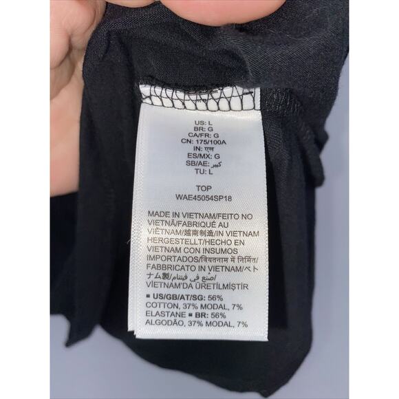 Amazon Stretch Round Neck Short Sleeve Pullover Skater Girl T-Shirt Black Large - Picture 4 of 7